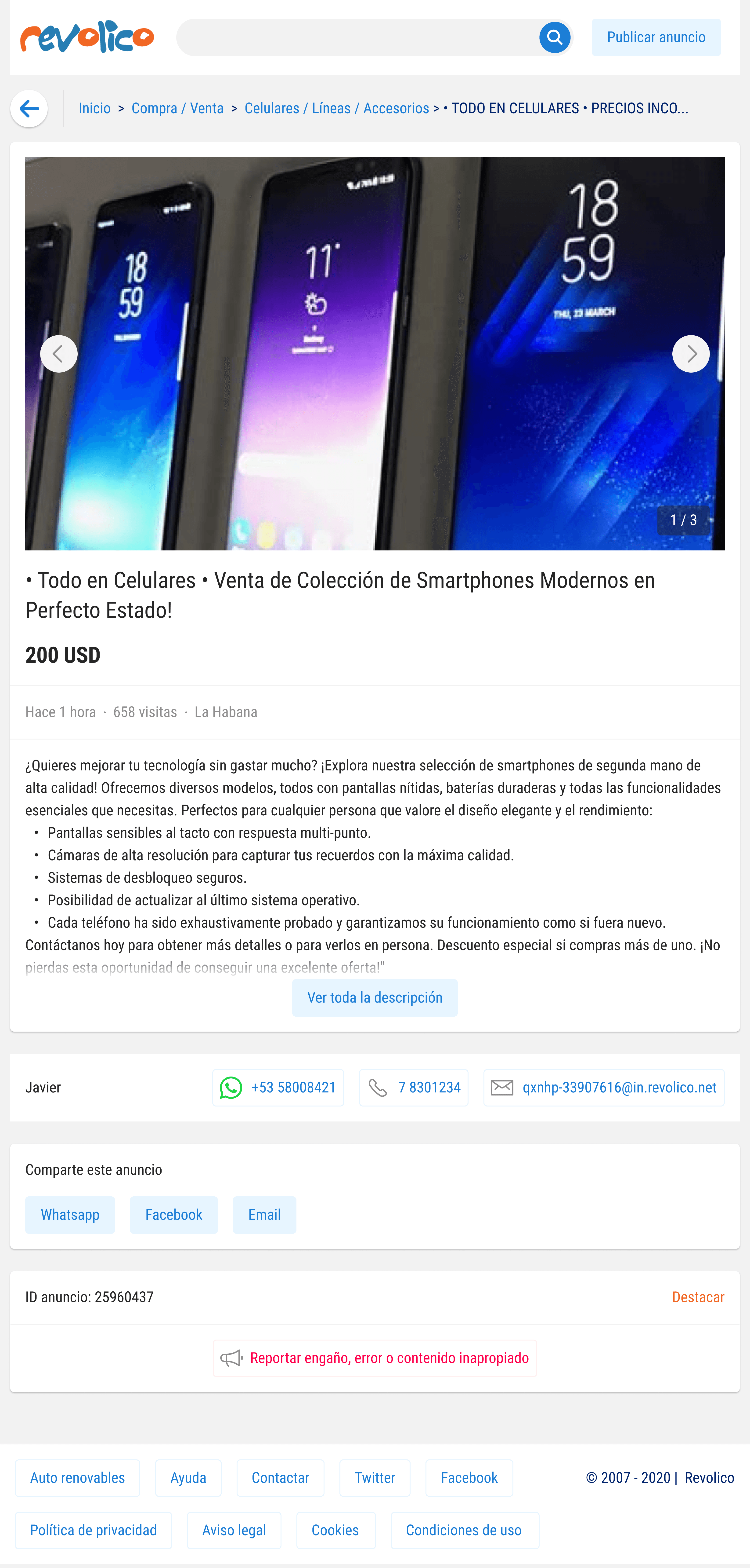 Revolico tablet listing detail