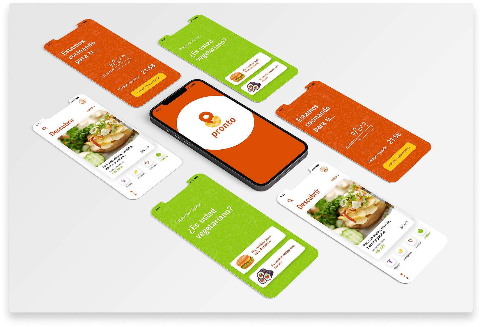 Pronto app concept mobile screen system